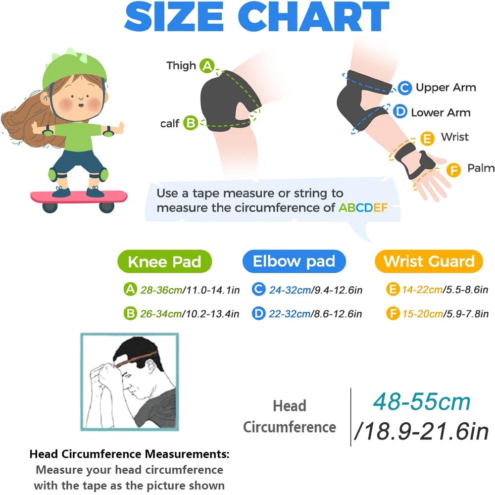 7Pcs/Set Kids Bike Helmet Skat - đánh giá và giá Scooter Helmet Set